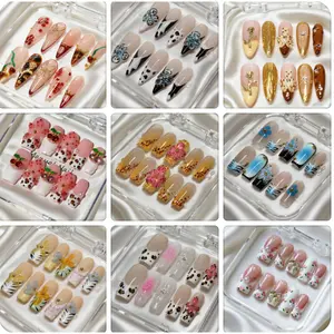 Hot Girl Essential! Vosplends |   Handmade Y2K Acrylic Press-On Nails 10pcs |   Long Acrylic Nails Elongate Finger Lines # pressonnails. # acrylicnails # y2knails # longnails # baddienails. # handmadenails#creative nail art