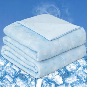 Cooling Comforter, Japanese Q-Max 0.45 Double Sided Cooling Blankets for Hot Sleepers & Night Sweats, Lightweight Breathable Summer Blanket for Bed, Travel, Camping, Blue, Twin 60" x 80"
