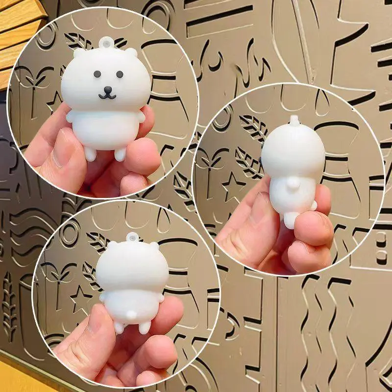 Korean Cute Face Joke Bear Keychain - Small Cartoon Pendant, Casual Funny Toy Accessory, Bag Charm, Girl's Birthday Gift, Home Hanging Decor