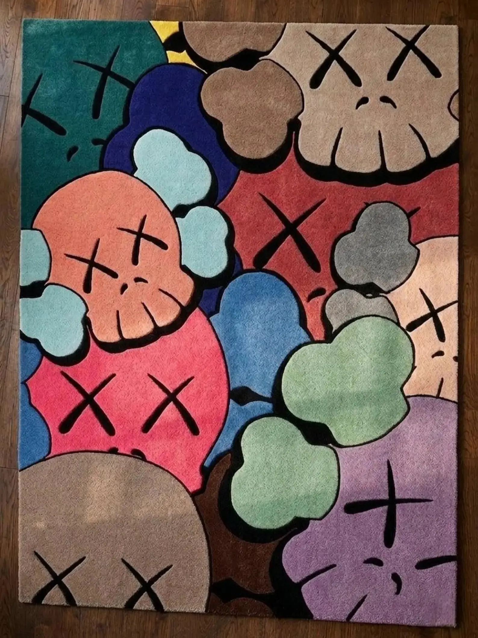 Kaws Hypebeast Rug, Area Rug Contemporary Abstract Art Carpet Large Colorful Statement Rug for Kids Room