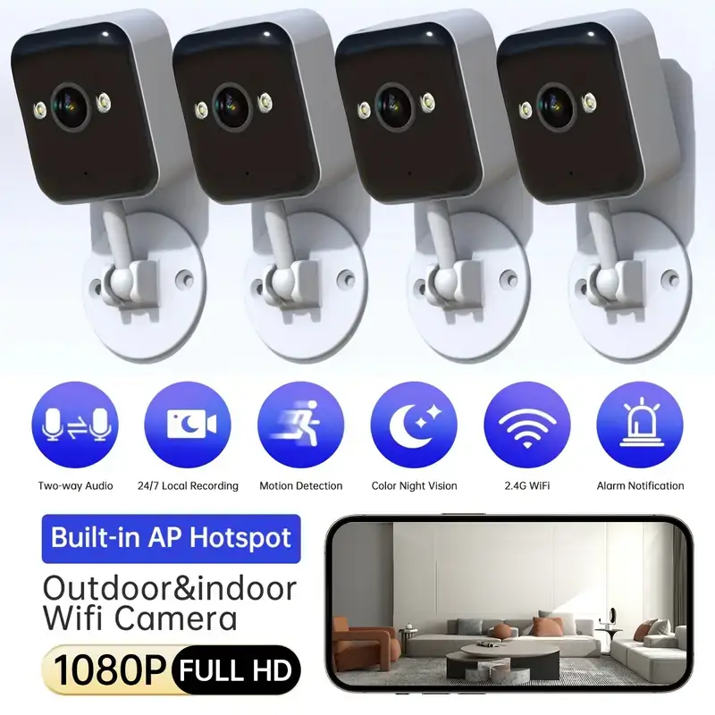 【JOOAN WiFi MINI 1080P FHD Camera】Indoor And Outdoor Waterproof Security Surveillance, 1 Year Warranty, Can Still Monitor Without Network, Suitable Fo