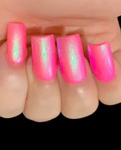 Ready Set Glow - Neon Pink Blue Green "NEON Glow Pop Collection" MultiColor Shifting: Mylar Oil Slick / Polish Me Silly Nail Polish