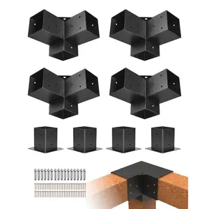 VEVOR Pergola Bracket Kit, 4x4 Inch (Inner Size 3.5x3.5), 2 Pcs 4 - Way Heavy Duty Corner Bracket Woodworks DIY Post Base Kit, Easy Installation Wooden Beams for Gazebos, Patio Pergolas, Log CabinVEVOR Super Brand Day