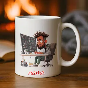 2026  11oz Customizable Programmer-Themed Ceramic Coffee Mug with Code and Computer Screen Design - Microwave Safe, Reusable Coding Cup, Tech Gift for Developers, IT Professionals, Office and Home Use, C# Java Python Graduation Gift Birthday Gift