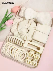 21pcs gentle milk white hair accessories multi-piece combination set, suitable for ball head, half hair, full hair and other styles to cover commuting to work, home skin care and other scenes
