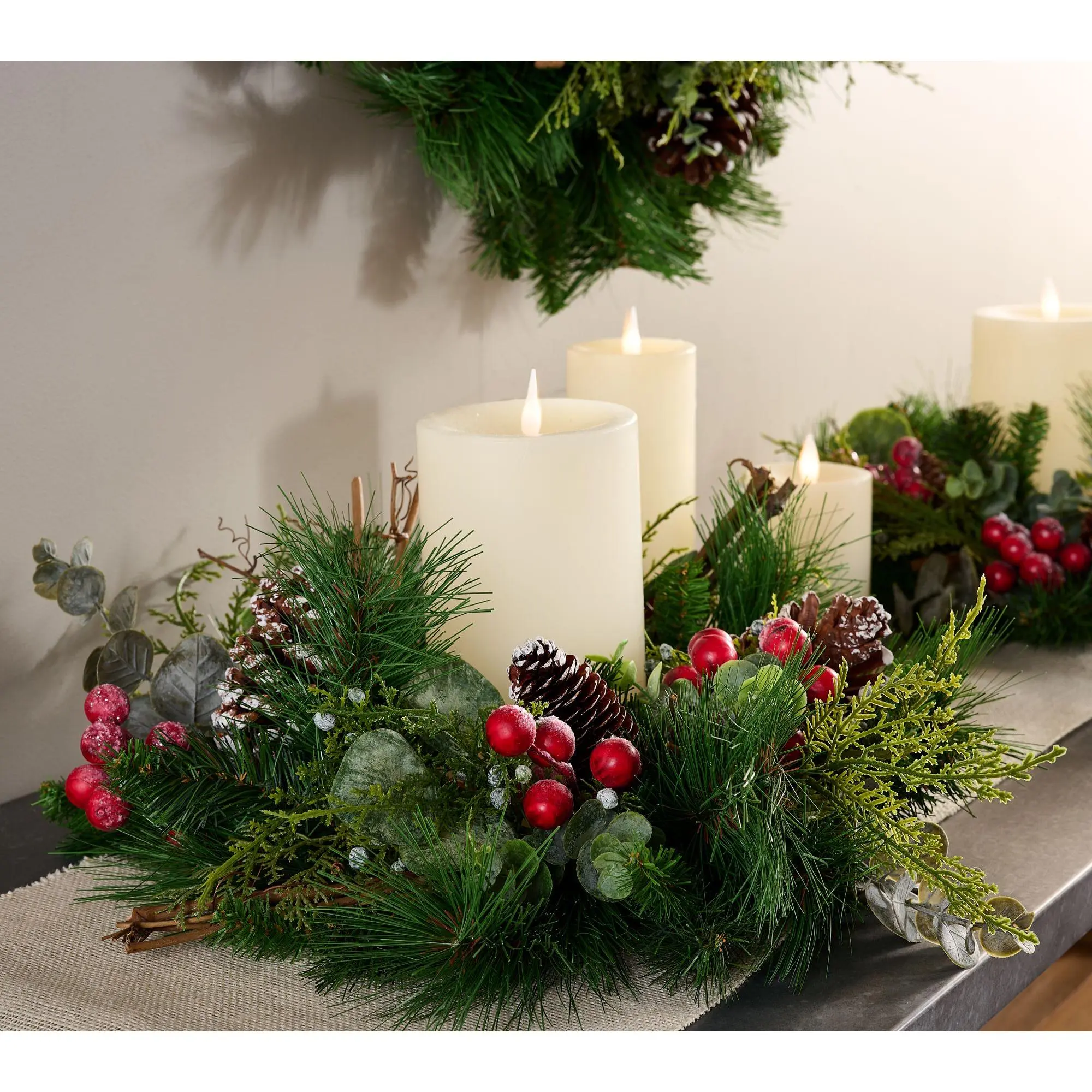12" Berry, Pine, & Eucalyptus Mini Wreaths by Valerie