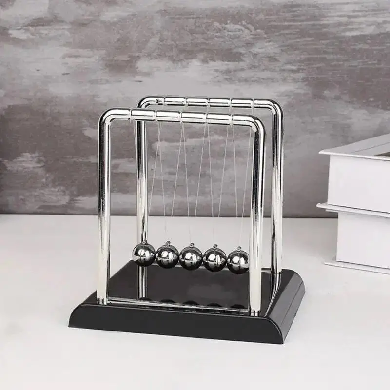 Metal Steel Ball Pendulum Newton's Cradle - Compact Unisex Indoor Stress Relief Toy, Physics Teaching Tool, Kids STEM Toy, Sensory Tool, Ball Pendulums