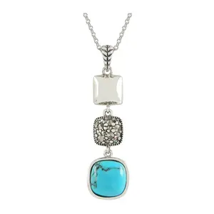 Suspicion Sterling Simulated Turquoise & Marcasite Necklace