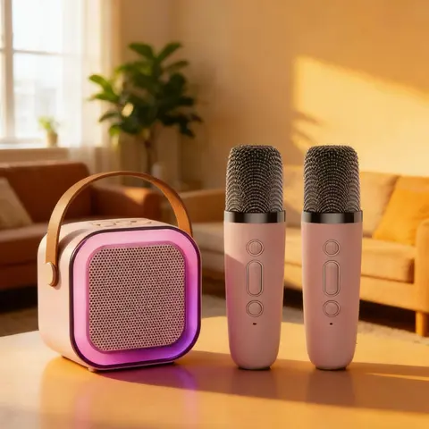 Ramadan Compact Wireless Bluetooth Speaker with Subwoofer, Dual Integrated Mic, IPX4 Water Resistance, LED Nightlight, Hands-Free Portable Rechargeable Design, USB Port, High-Quality Audio for Outdoor Use & Home Karaoke, Compatible with Music Players
