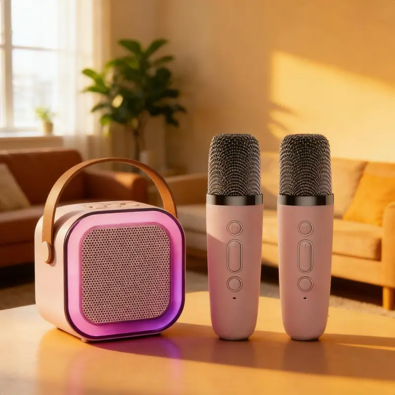 Ramadan Compact Wireless Bluetooth Speaker with Subwoofer, Dual Integrated Mic, IPX4 Water Resistance, LED Nightlight, Hands-Free Portable Rechargeable Design, USB Port, High-Quality Audio for Outdoor Use & Home Karaoke, Compatible with Music Players