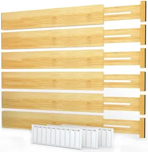 Drawer Dividers with Labels, Kitchen Adjustable Drawer Organizers, Expandable Organization for , Office, Dressers and Bathroom, 6 Dividers (17-22 in)