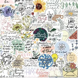Bible Verse Sticker, 50pcs/set Creative Bible Verse Sticker, DIY Decorative Sticker for Scrapbooking, Journaling, Gift Wrapping, Crafts Cup Stickers, Stickers Kit, Sticker Packs