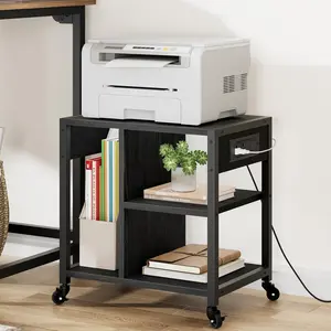 【GARVEE】- Printer stand with charging station, computer printer stand for home office with storage, printer table under computer, printer cart