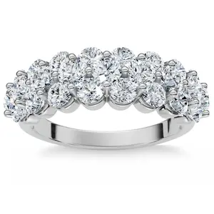 2 Ct Lab Grown Diamond Wedding Wide Anniversary Ring 10k White Gold