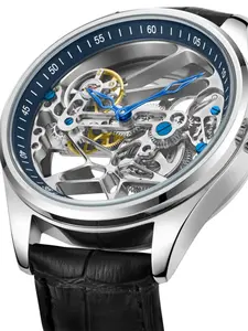 High end men's mechanical watch, double-sided hollow design, automatic winding, high aesthetic value, fashionable and casual social young man's watch, European, American, Japanese and Korean styles, the best gift for boyfriend and husband on Valentine's D
