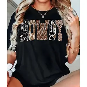 Cotton Howdy Graphic Tee Vintage Western Style Shirt For Nashville Trip Weekend And Streetwear Wear