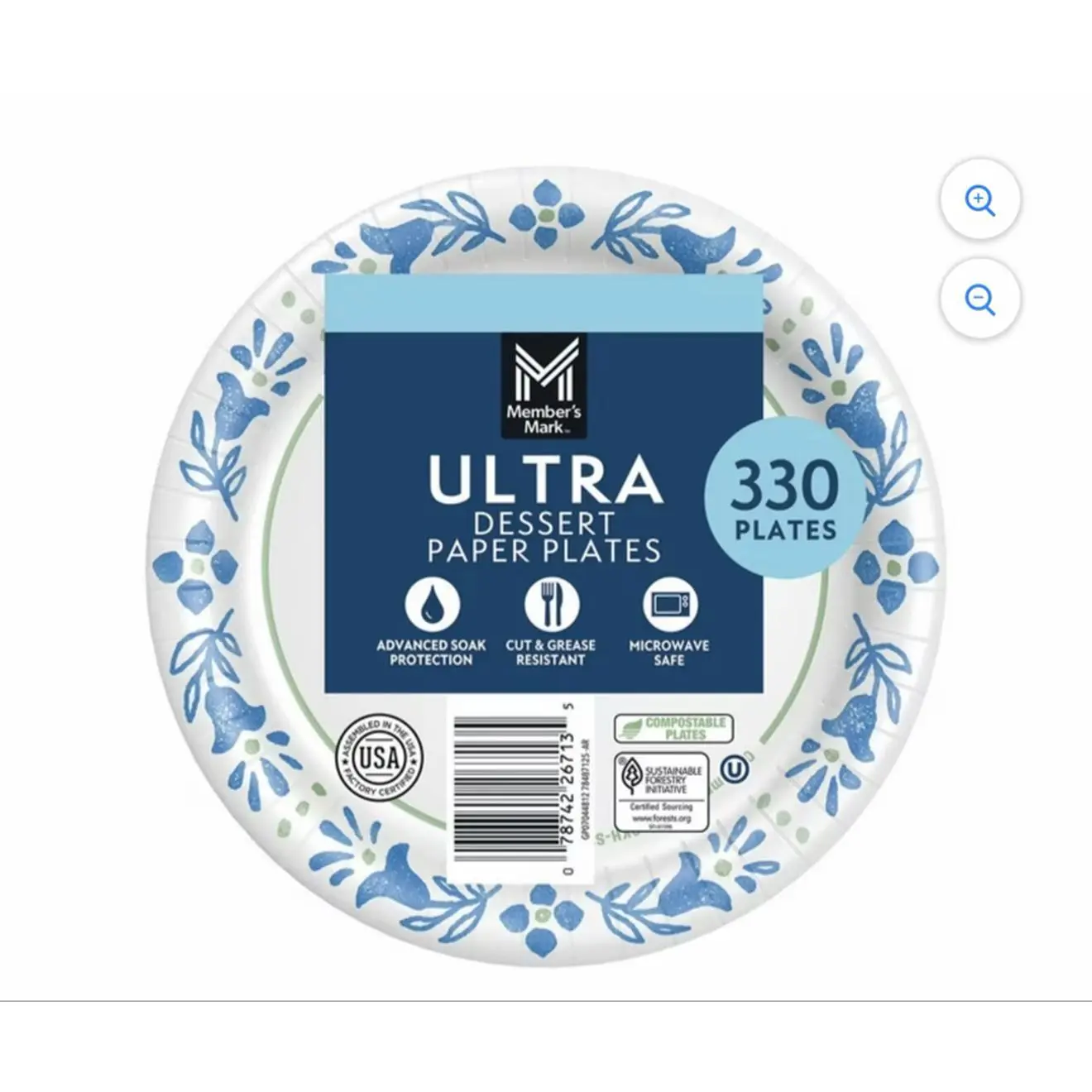 Member's Mark Ultra Dessert Paper Plates 330 Count Advanced Soak Protection Cut & Grease Resistant Microwave Safe