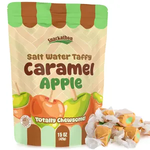Snackathon Caramel Apple Salt Water Taffy – Single Flavor Soft & Chewy Candy, 15oz Bag