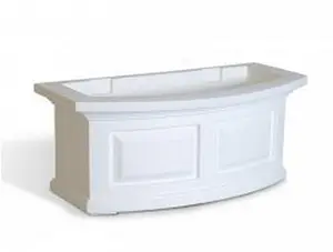 212 MAIN Nantucket 2 ft. Window Box - White Garden Planter Pot with Overflow Drain, Bowled Front, Outdoor Decor