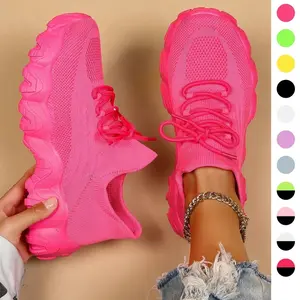 2024 Summer Lace-up Low Top Slip on Women Sneakers, Comfortable Ankle Socks Shoes, Knit Sports Running Shoes, Back To School Women's Workout Sneakers As Gift, for Fall Outfit