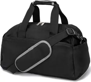 14 inch Small Gym Bag for Women & Men Mini Duffel Bag for Travel Sports Lightweight Carry On Bag Black Compact Size Ideal for Gym Lockers