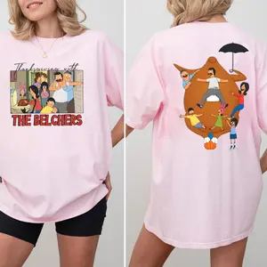 Thanksgiving With The Belchers 2-Side T-Shirt, Funny Bob's Burgers Holiday Family Tee, Turkey Day Gift,  Cartoon Family Holiday Tee