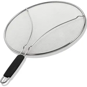 Splatter Screen for Frying Pan - 13 Inch Stainless Steel Grease Splatter Guard - Cover Oil Splash when Sizzling Bacon, Cooking Fried Chicken or Popcorn