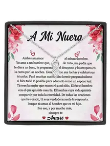 To Daughter-in-Law Necklace Gift Infinity Double Heart Pendant with Cubic Zirconia,Heartwarming Gift for Daughter-in-Law Promise Necklace