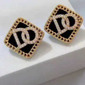 Royal Noir Crystal Monogram Stud Earring