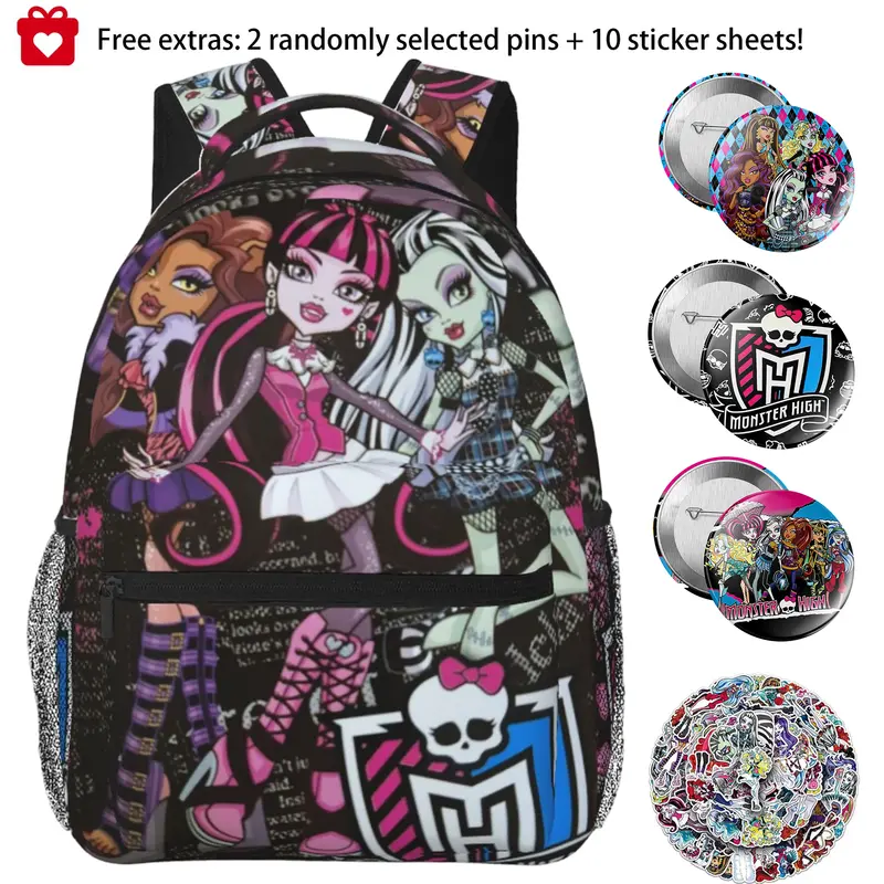 Monster high Lightweight Bookbag for School Monster high dolls Fashion Casual Kids Backpack with Tablet Sleeve Monster high doll Waterproof College Daypack – Back to School Gift for Teens & Tweens