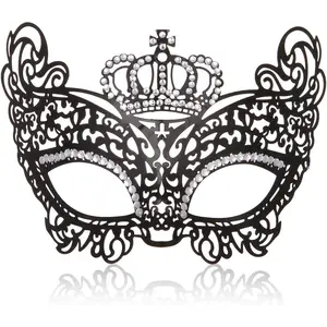 Masquerade Mask for Women Shiny Rhinestone Metal Mask Venetian Mask for Party Prom Ball