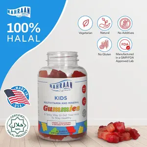 Nahraan Health Halal Vitamins for Kids - USA-Made Multivitamin Gummies with A, C, D, E, B6, B12 - Non-GMO, Vegetarian, Gluten-Free, 90 Count