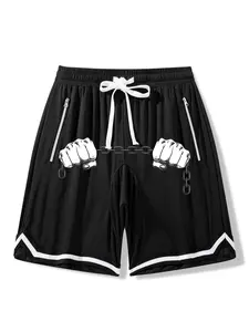 Men's Boxing Fist Print Shorts, Regular Fit Casual Sporty Breathable Comfortable Shorts, Men's Summer Bottoms for Daily Wear