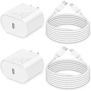 i Phone Charger 10Ft Fast Charging, MFi-Certified, 20W PD Block with 6Ft Cable, Type C Travel Plug & Ligt ning Cord for IP 14/13/12/11, i Pad & More [2 Pack]