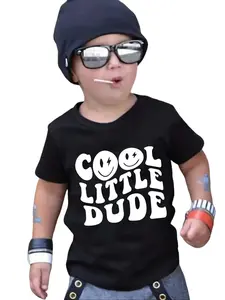 Cool Little Dude Kids T-Shirt Retro Smiley Face Graphic Tee for Toddler Boys