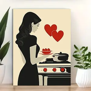 One Piece, with Frame, 30.48x 40.64cm Vintage Valentine's Day Art Print Cute Valentine's Day Poster Kitchen Wall Art Valentine's Day Home Decoration Kitchen Decoration Holiday Gift for Friends - 4211SfaA1135