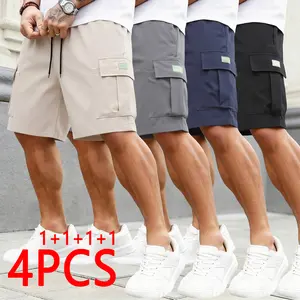 4-Pack Men's Cargo Shorts - Lightweight Casual Streetwear Shorts with Large Utility Pockets, Summer Fashion Shorts for Everyday Wear & Outdoor Activities