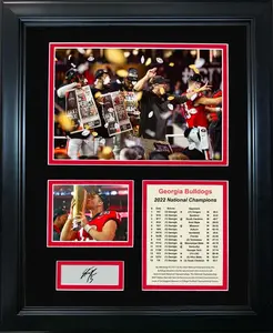 No Framed Georgia Bulldogs 2022 National Championship Stetson Bennett Facsimile Laser Engraved Signature Auto College Football  Photo Sig Collage