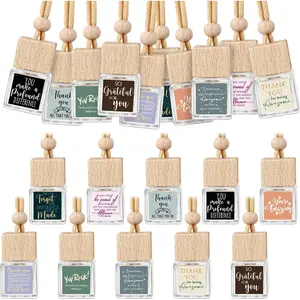 10 Pcs Appreciation Gift Bulk for Employee Staff Empty Glass Essential Oil Diffuser Car Air Freshener Diffuser for Teachers Hanging Ornament Inspirational Team Thank You Gift
