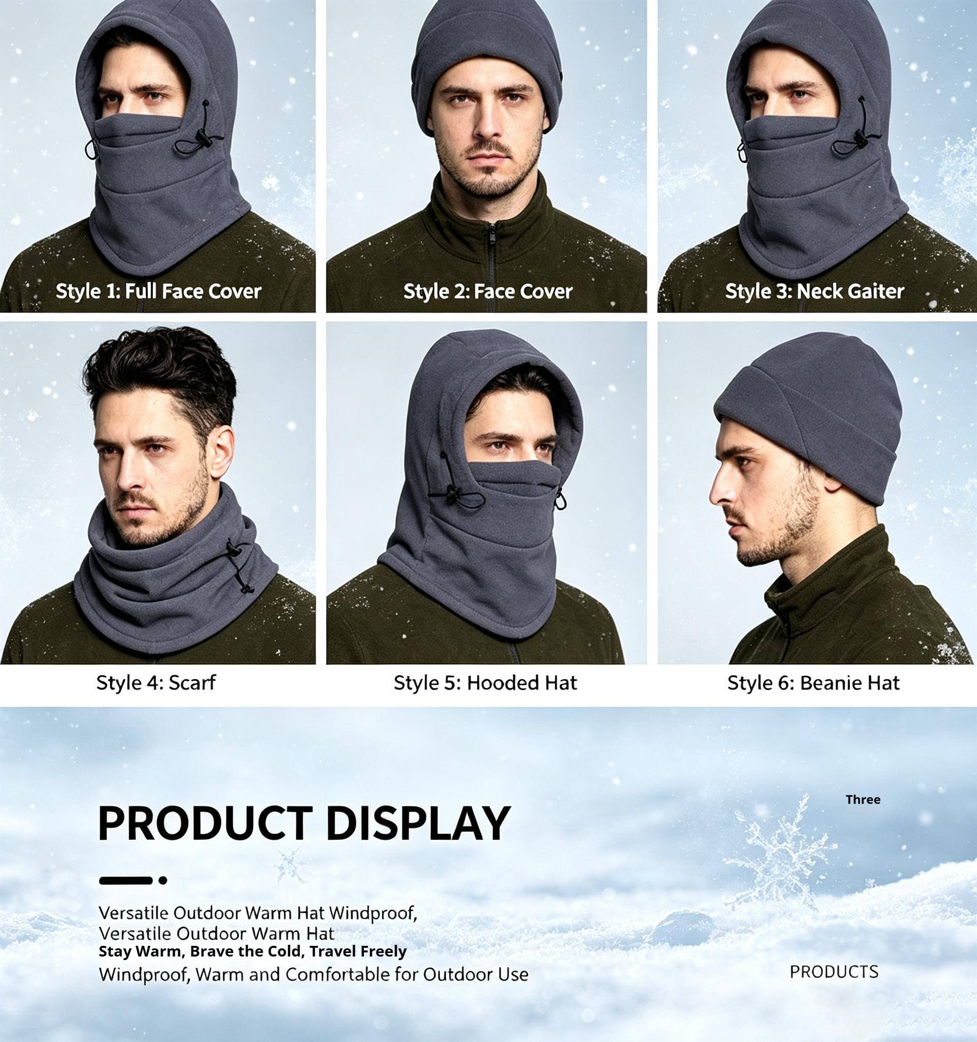 Adjustable winter cycling face mask/headgear, dustproof and warm design, suitable for skiing and outdoor sports, made with windproof fleece and thickened warm fleece face and neck warmer.