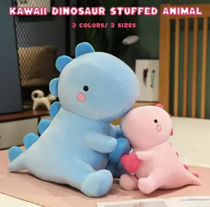 Cute Cartoon Dinosaur Design Plush Toy with Holding Heart,Soft Cartoon Animal Stuffed Toy, Sweet Romantic Birthday Gift, Home Bed Sofa Decorations, Summer Gift Teddy Bear