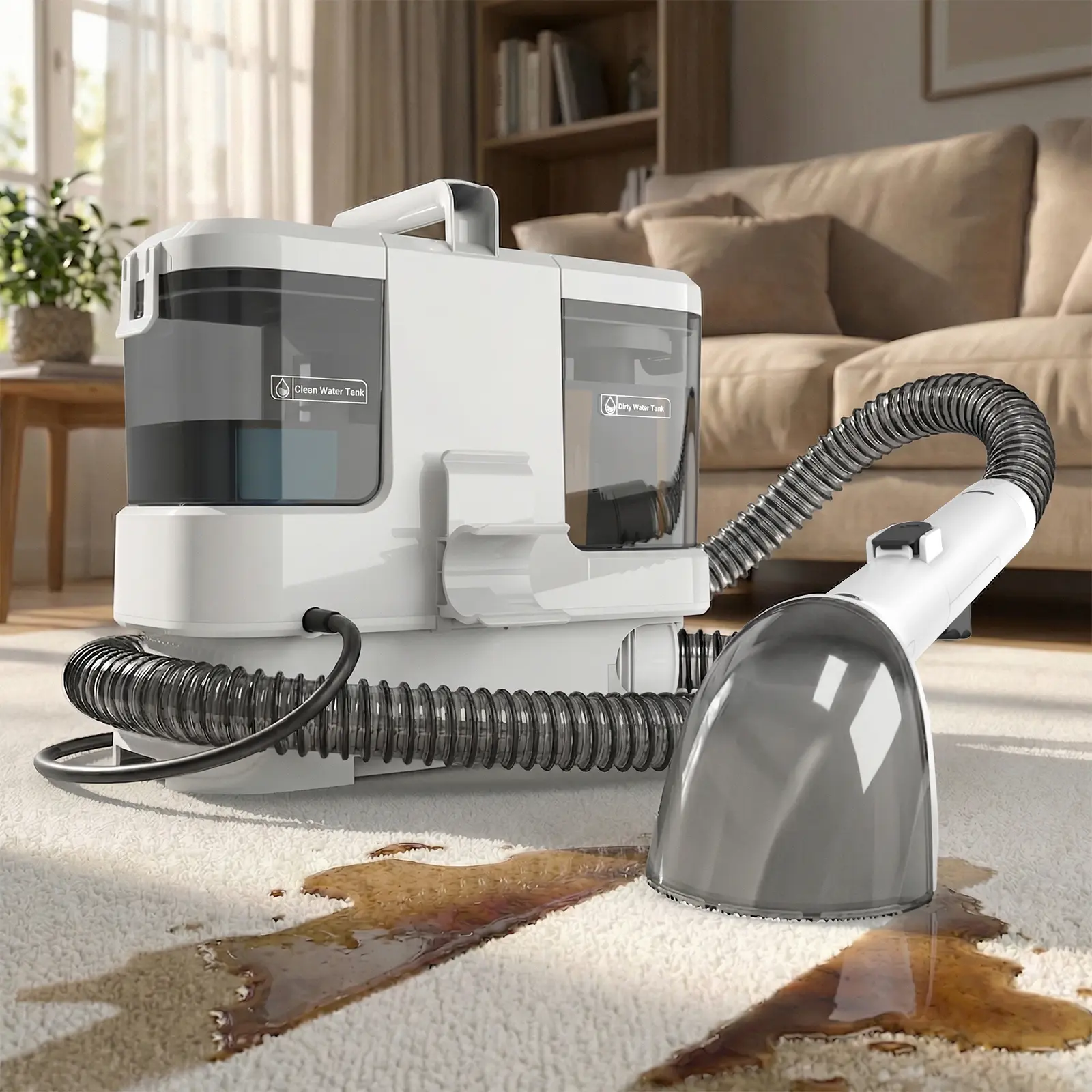 Lubluelu Spot Cleaner for Carpets & Upholstery – 450W, 13.5KPa Strong vacuum Suction for Pet Stains, Couch, Car Seats & Mattress, Self-Cleaning Hose, Dual Water Tanks carpet cleaner machine
