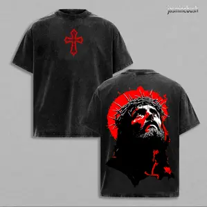 Jesus Looking Up Washed T-Shirt, Jesus Tee, Jesus Tshirt , Cross Tee, Christian Apparel Streetwear Menswear Oversized Top Men and Women