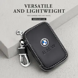 Bmw Key Case High-End Leather Zip Design Multi-Functional Car Keychain Wallet Anti-Loss Key Storage Bag Interior Decoration