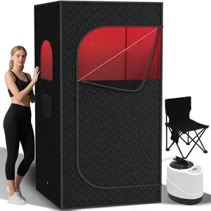 Portable Steam Sauna Box for Home Spa, 1000W Fast Heating Foldable Sauna Tent with 9 Temp Levels, Remote Control & Optional Red Light Therapy for Relaxation Detox