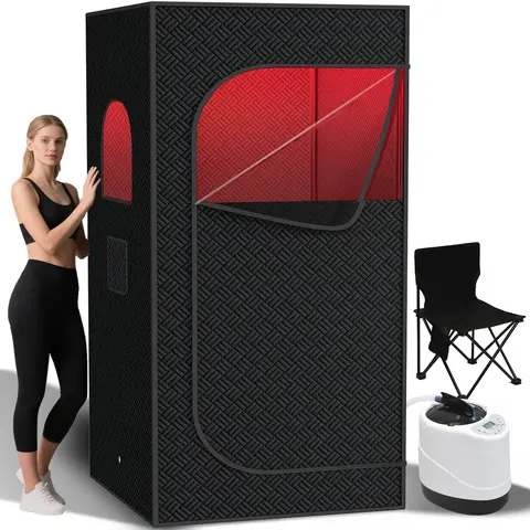 SXTSXT Portable Steam Sauna Box with Foldable Chair for Home Spa Day, 1000W Fast Heating Tent, 9 Temperature Levels, Remote Control, Convenient for Muscle Relaxation & Rejuvenating Sessions
