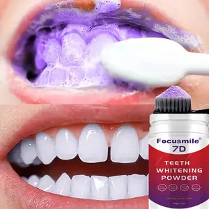 Focusmile 7D Teeth Whitening Powder 60g Portable Pack with Peppermint Extract & Xylitol for Gentle Deep Cleansing Fresh Breath Solution Daily Oral Care for Men Women Travel Companion