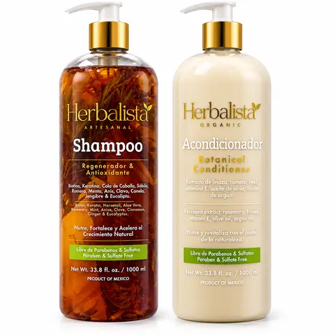 Herbalista Viral Herbal Hair Care Bundle – Shampoo & Conditioner Set 1000ml (33.8 fl oz) Each – With Real Botanicals – Strengthens, Nourishes & Smooths – 100% Natural & Handcrafted