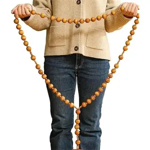 Giant Big Beads Rosario Natural Wood Jesus METAL  Cross XL Large 37" Wall Rosary
