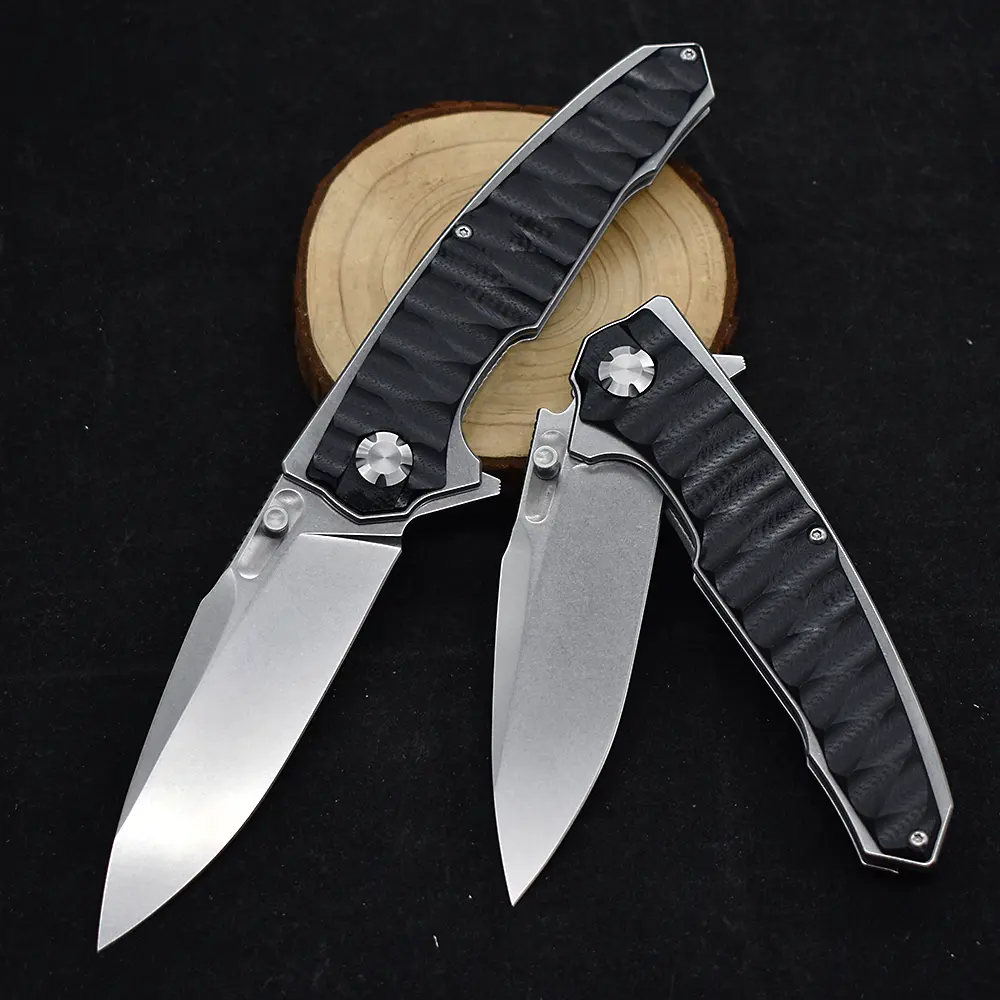 M390 Stainless Steel Camping Folding Knife, G10 Handle EDC Pocket Tool for Adults, 170g (5.996oz), 22cm (8.66in) Outdoor Utility Fighting Knife with Box